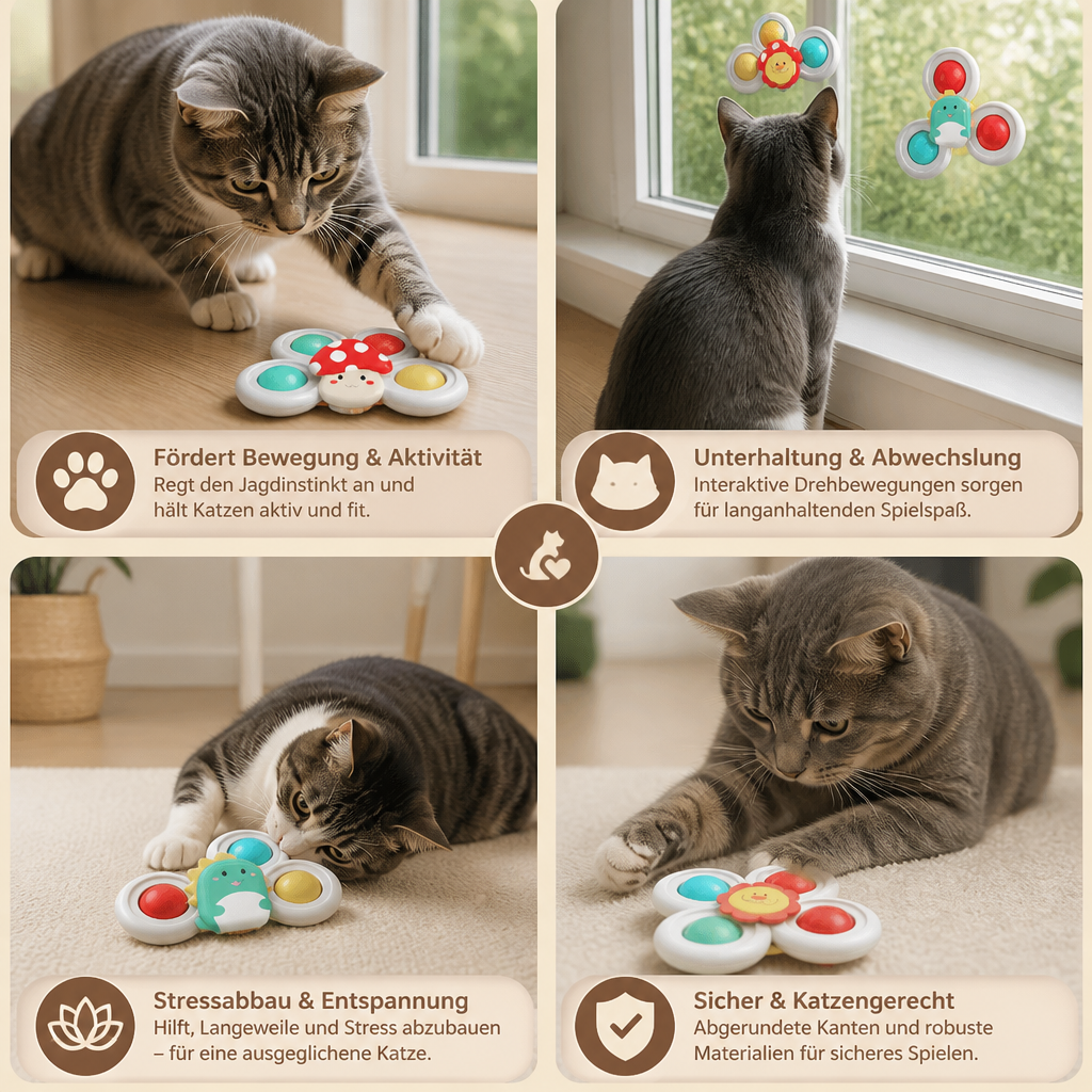 Interaktive, sich drehende Katzenspielzeuge – 3er-Set