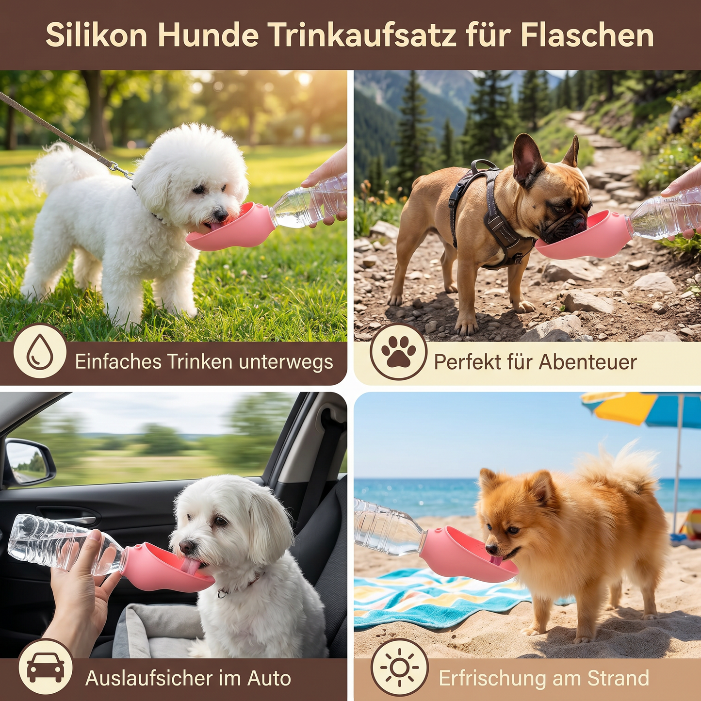 Silikon Hunde Trinkaufsatz für Flaschen