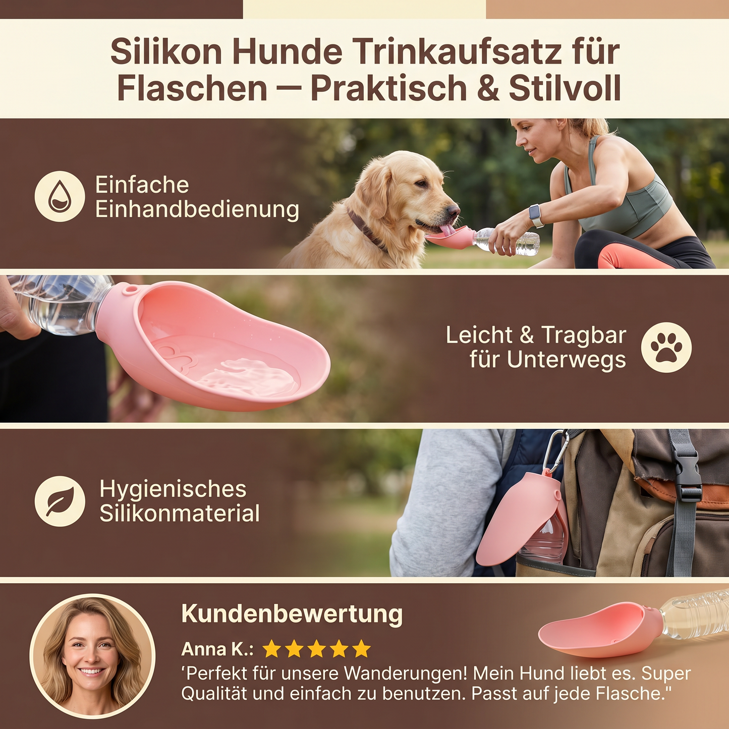 Silikon Hunde Trinkaufsatz für Flaschen
