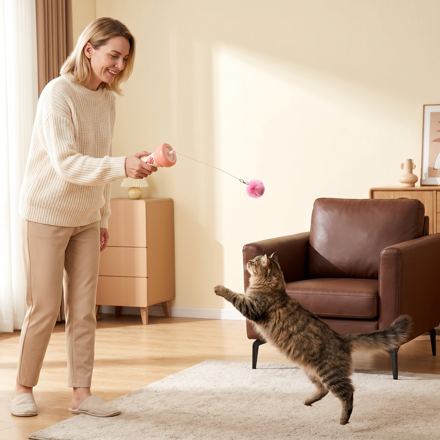 Interaktiver Pompon-Werfer „Tod“ für Katzen