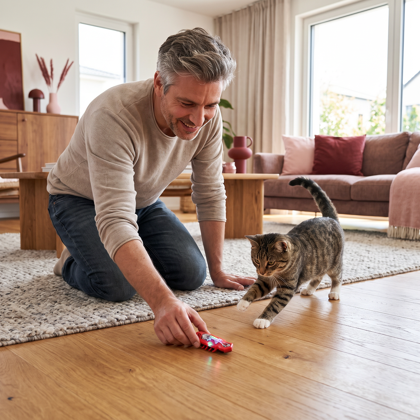 Interaktives Elektrisches Käfer Katzenspielzeug mit LED Licht und Automatischer Bewegung
