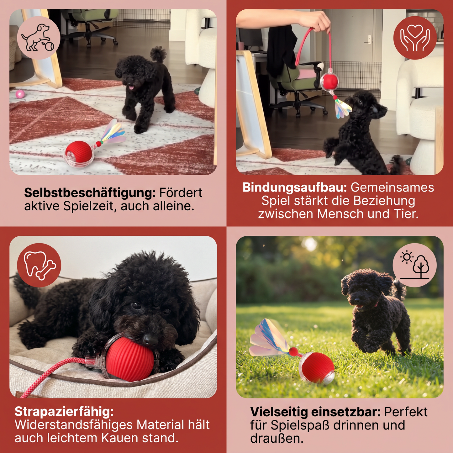 Verbesserter „Smart Rolling Dog Ball“ – strapazierfähiges interaktives Spielzeug mit Netzschwanz