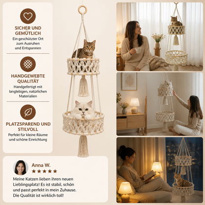 Handgewebtes hängendes Katzenbett