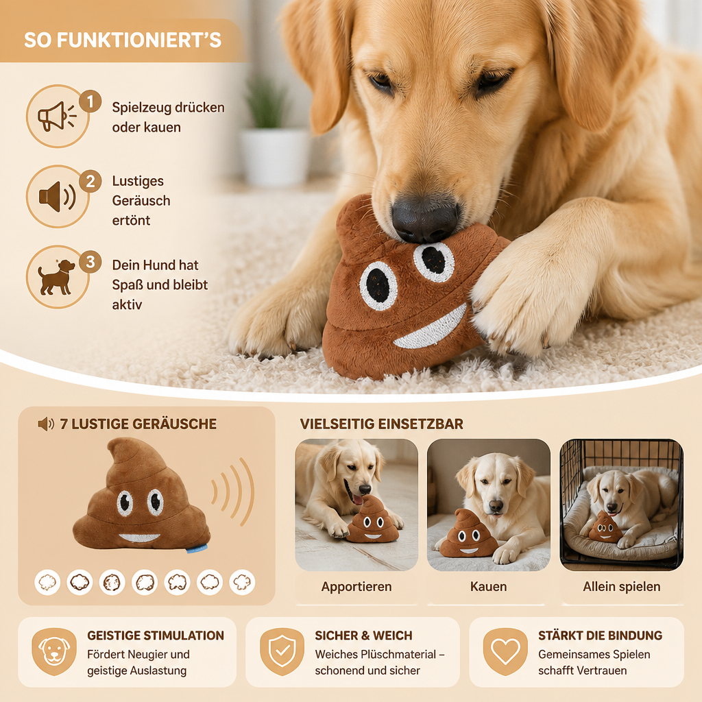 Furzendes Plüsch-Hundespielzeug mit 7 lustigen Geräuschen