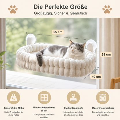 Flauschige kabellose faltbare Katzen-Fensterhängematte mit starken Saugnäpfen & waschbarem Bezug