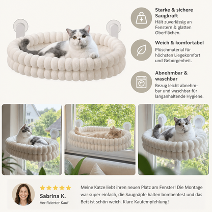 Flauschige kabellose faltbare Katzen-Fensterhängematte mit starken Saugnäpfen & waschbarem Bezug