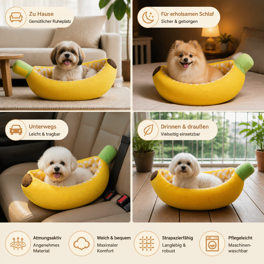 Bananenförmiges gemütliches Haustierbett für Hunde