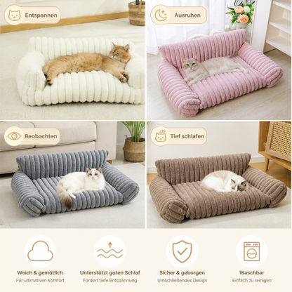 Flauschiges Wolken-Katzensofa mit weichen Seitenpolstern & Waschbarem Bezug