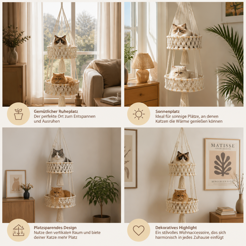 Handgewebtes hängendes Katzenbett