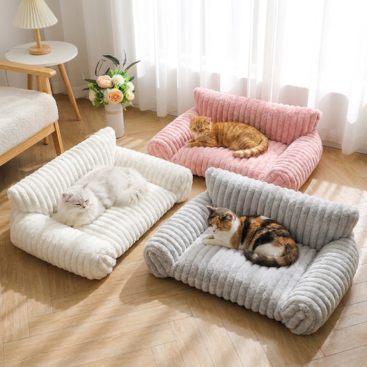Flauschiges Wolken-Katzensofa mit weichen Seitenpolstern & Waschbarem Bezug
