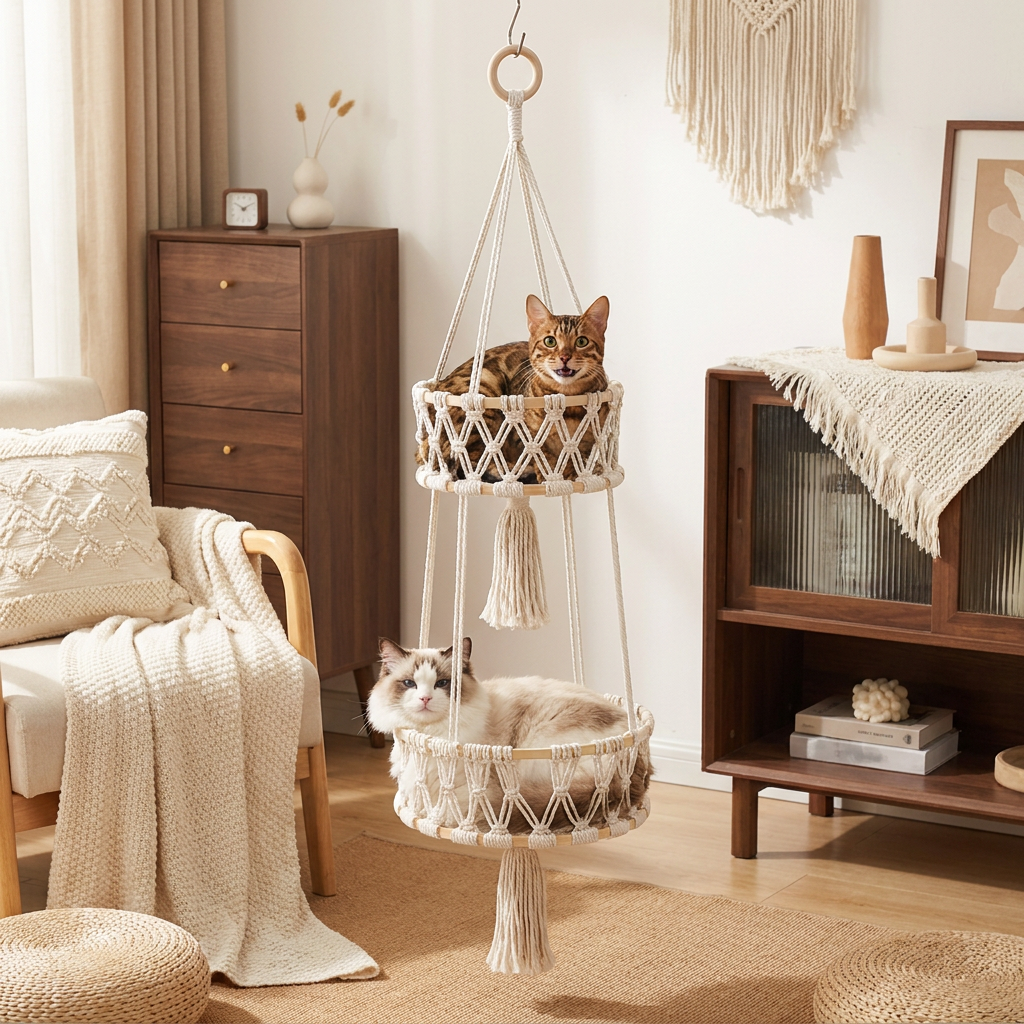 Handgewebtes hängendes Katzenbett