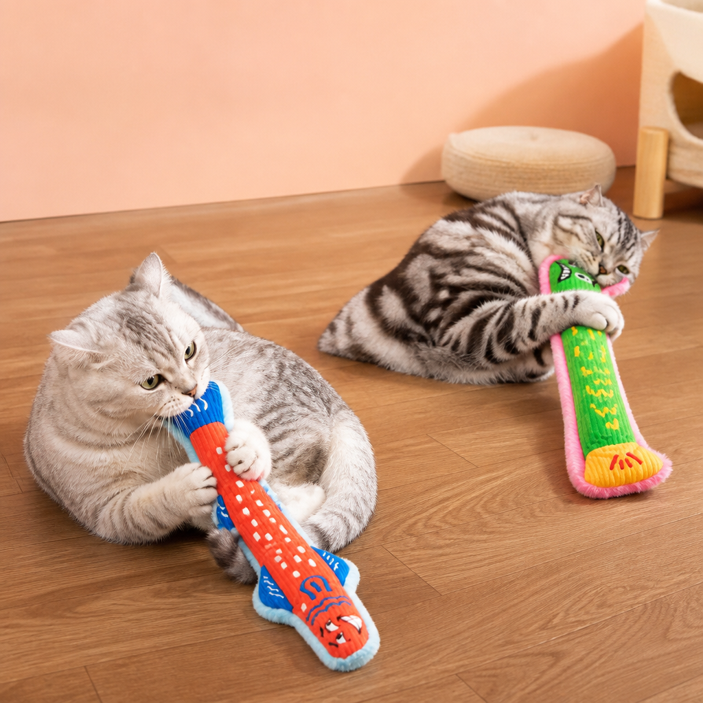 Katzenminze-Knistern-Kicker-Spielzeug – Plüsch-Katzenspielzeug zum Treten und Kuscheln