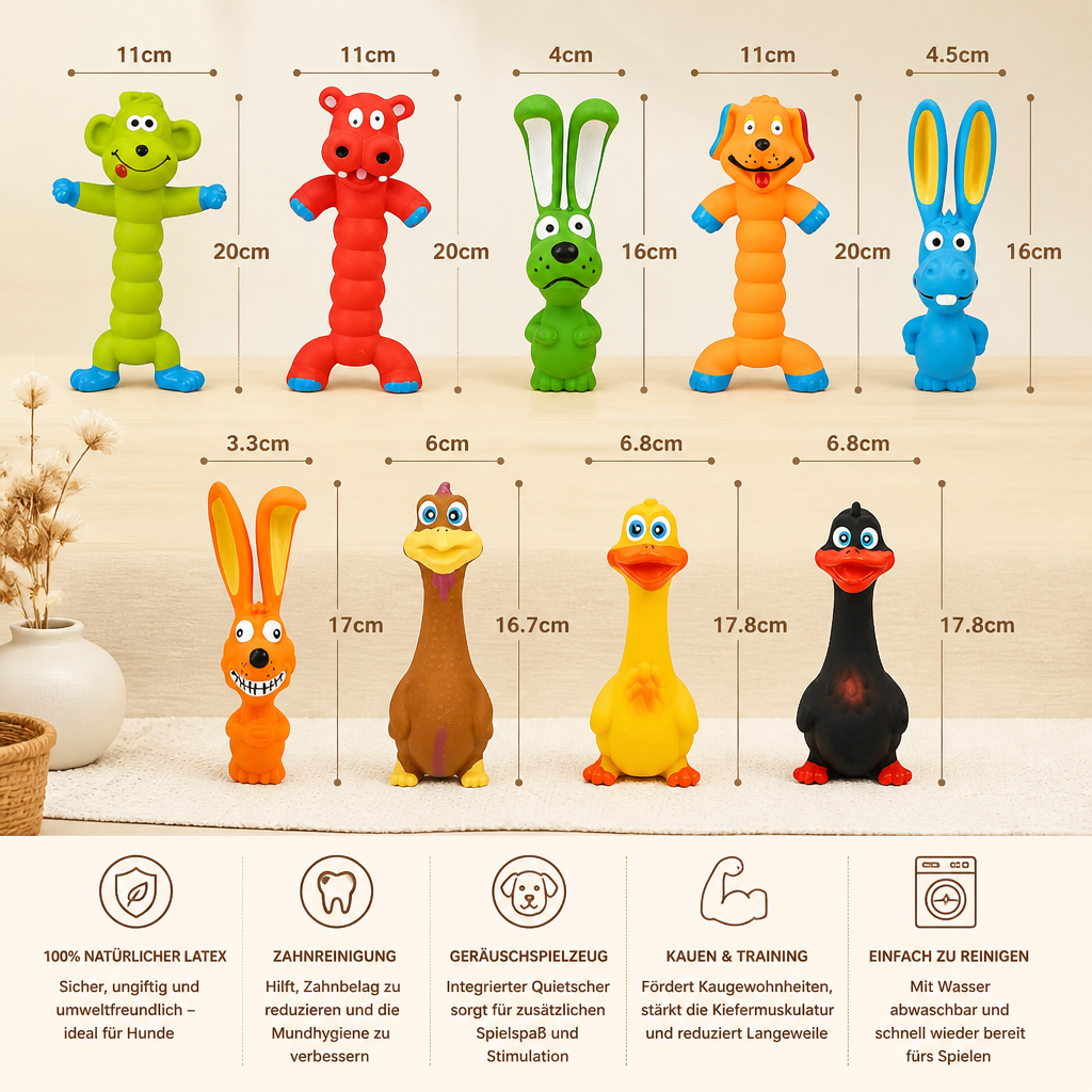 Robustes Hundekauspielzeug aus Naturlatex zur Zahnreinigung