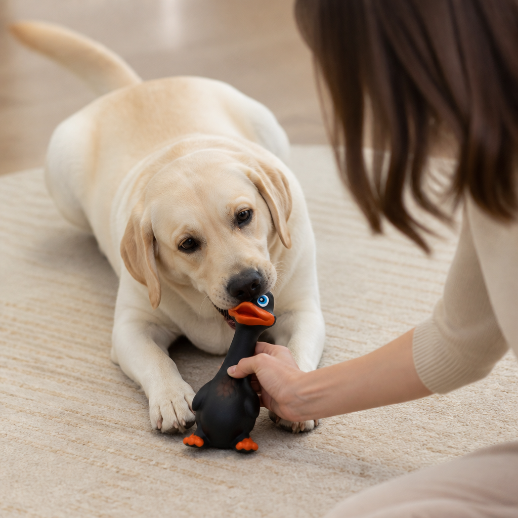 Robustes Hundekauspielzeug aus Naturlatex zur Zahnreinigung
