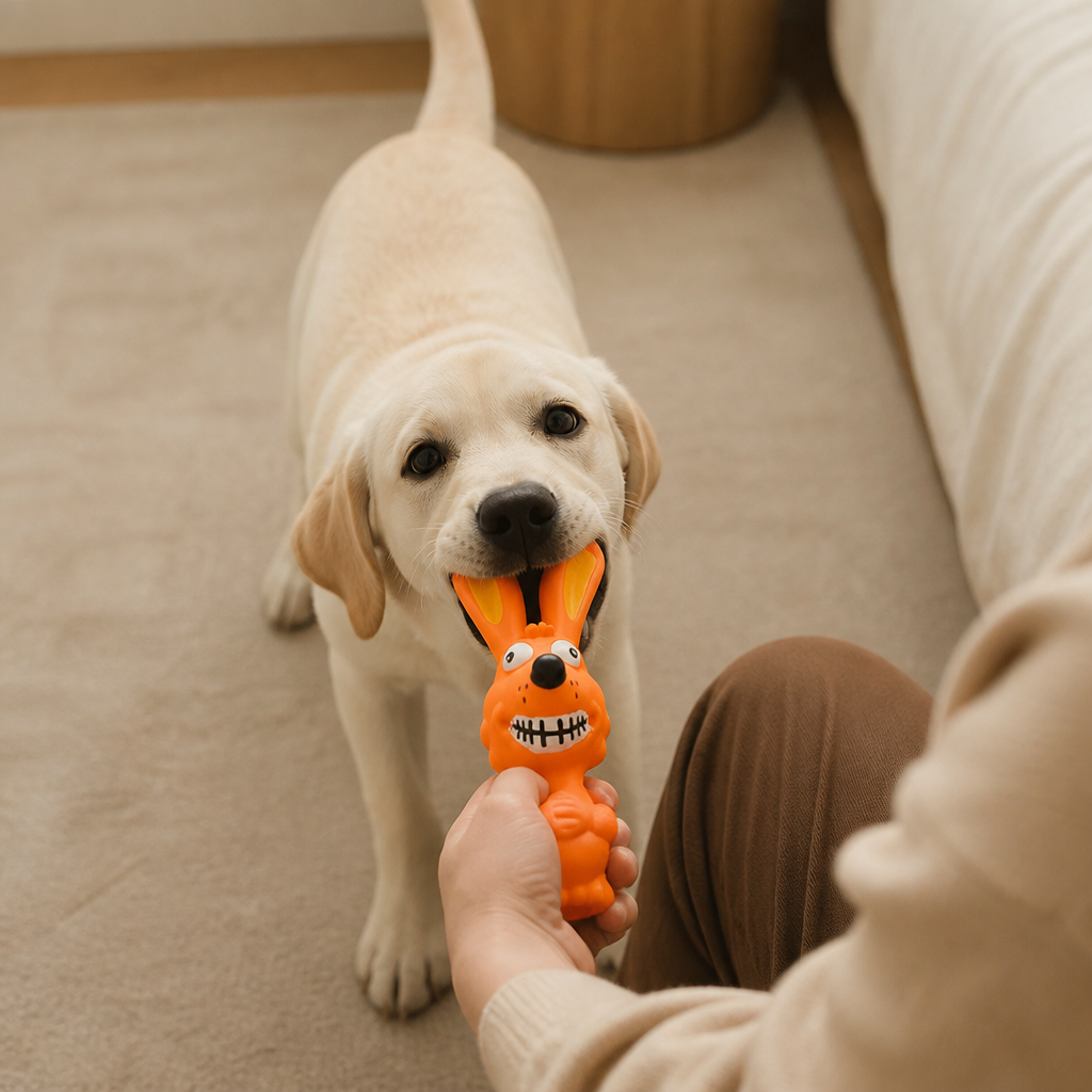 Robustes Hundekauspielzeug aus Naturlatex zur Zahnreinigung