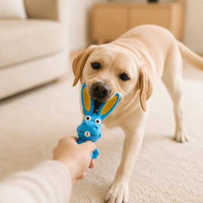 Robustes Hundekauspielzeug aus Naturlatex zur Zahnreinigung
