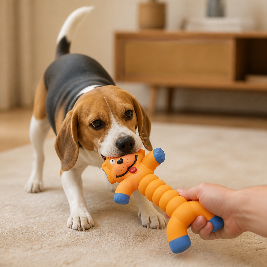 Robustes Hundekauspielzeug aus Naturlatex zur Zahnreinigung
