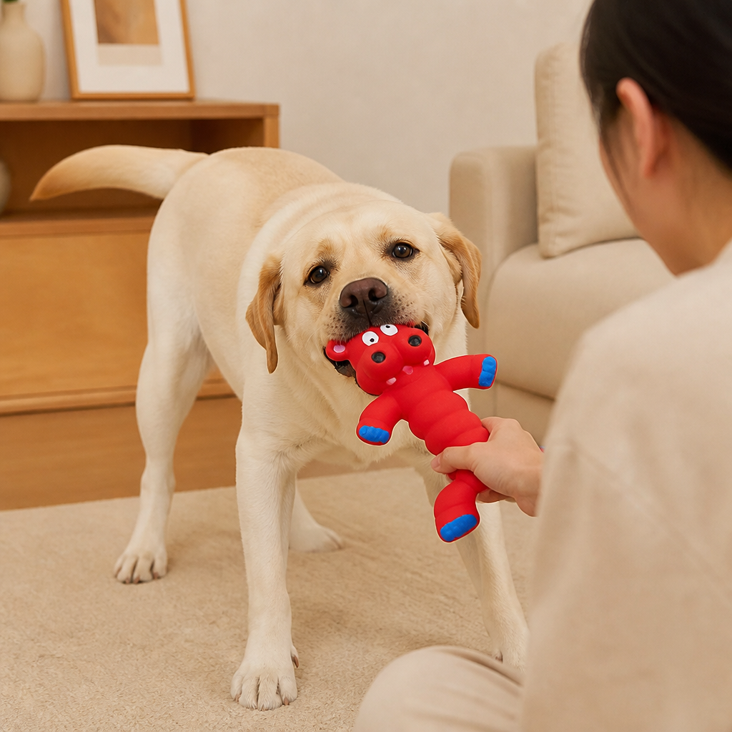 Robustes Hundekauspielzeug aus Naturlatex zur Zahnreinigung