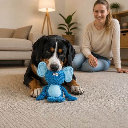 Plüsch-Hundespielzeug mit Baumwollseil - Quietscher & Zahnpflege