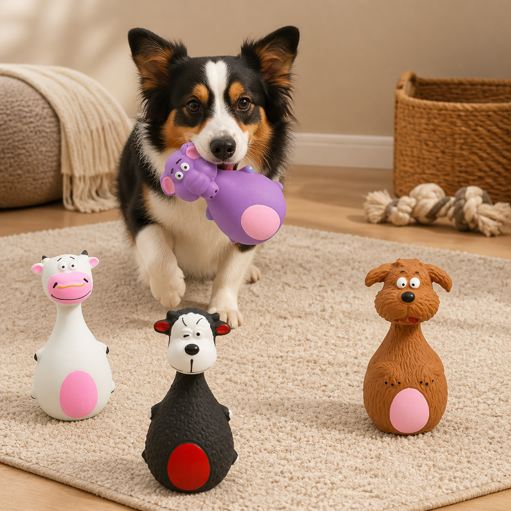Robustes, umweltfreundliches Latex-Hundespielzeug mit Quietscher & Zahnpflege