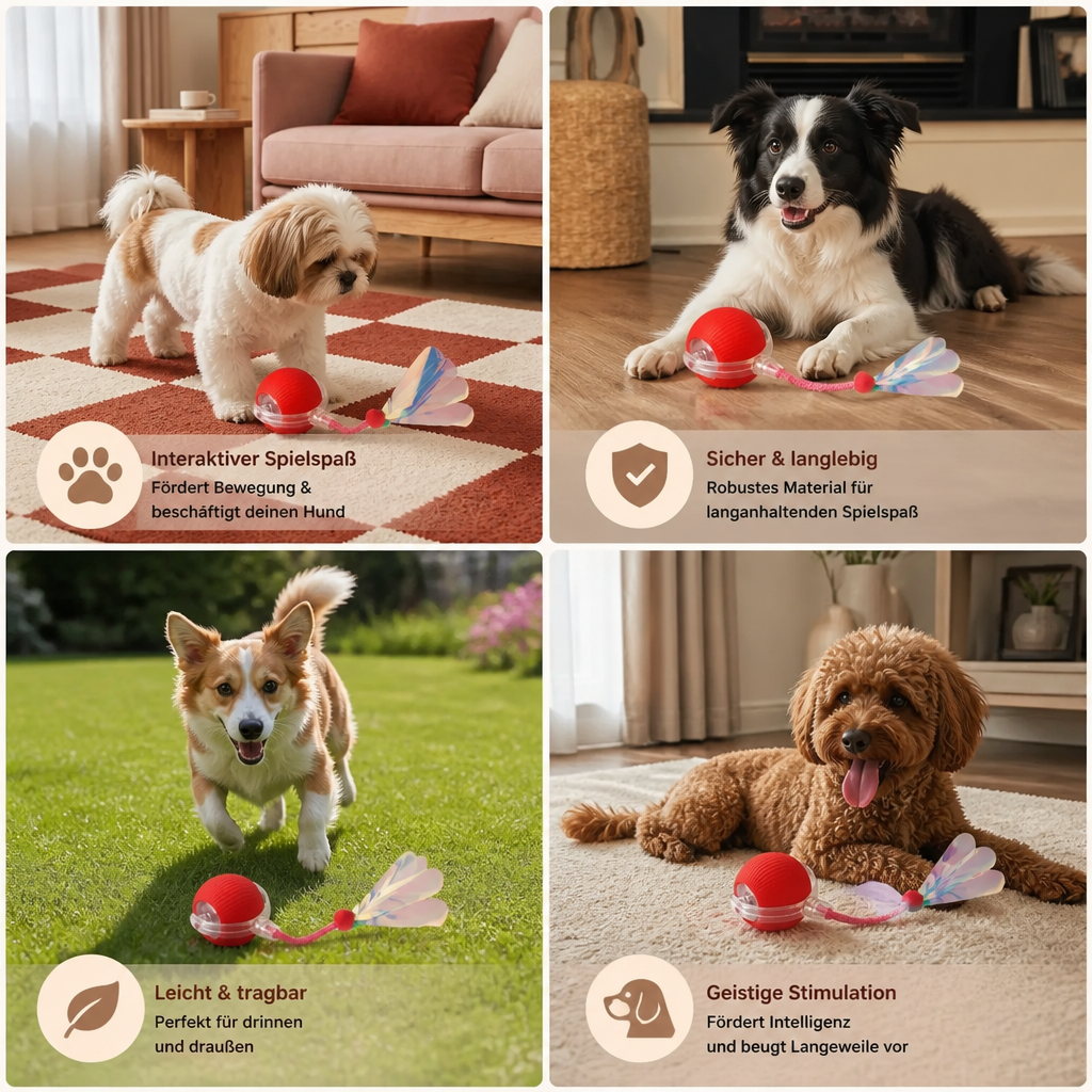 Verbesserter „Smart Rolling Dog Ball“ – strapazierfähiges interaktives Spielzeug mit Netzschwanz