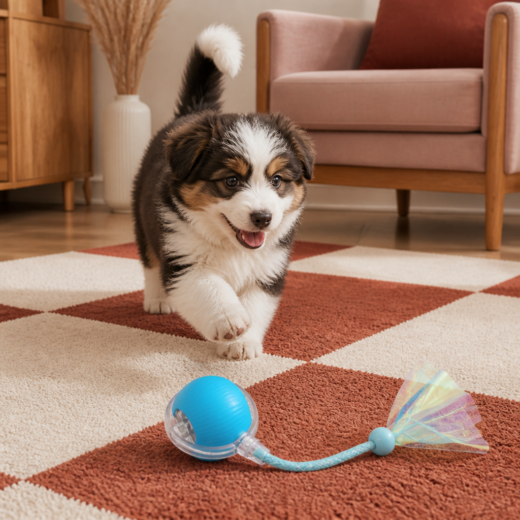 Verbesserter „Smart Rolling Dog Ball“ – strapazierfähiges interaktives Spielzeug mit Netzschwanz
