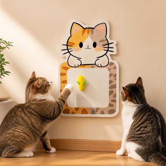 2-in-1 wandmontiertes Katzen-Kratzbrett & interaktives Spielzeug