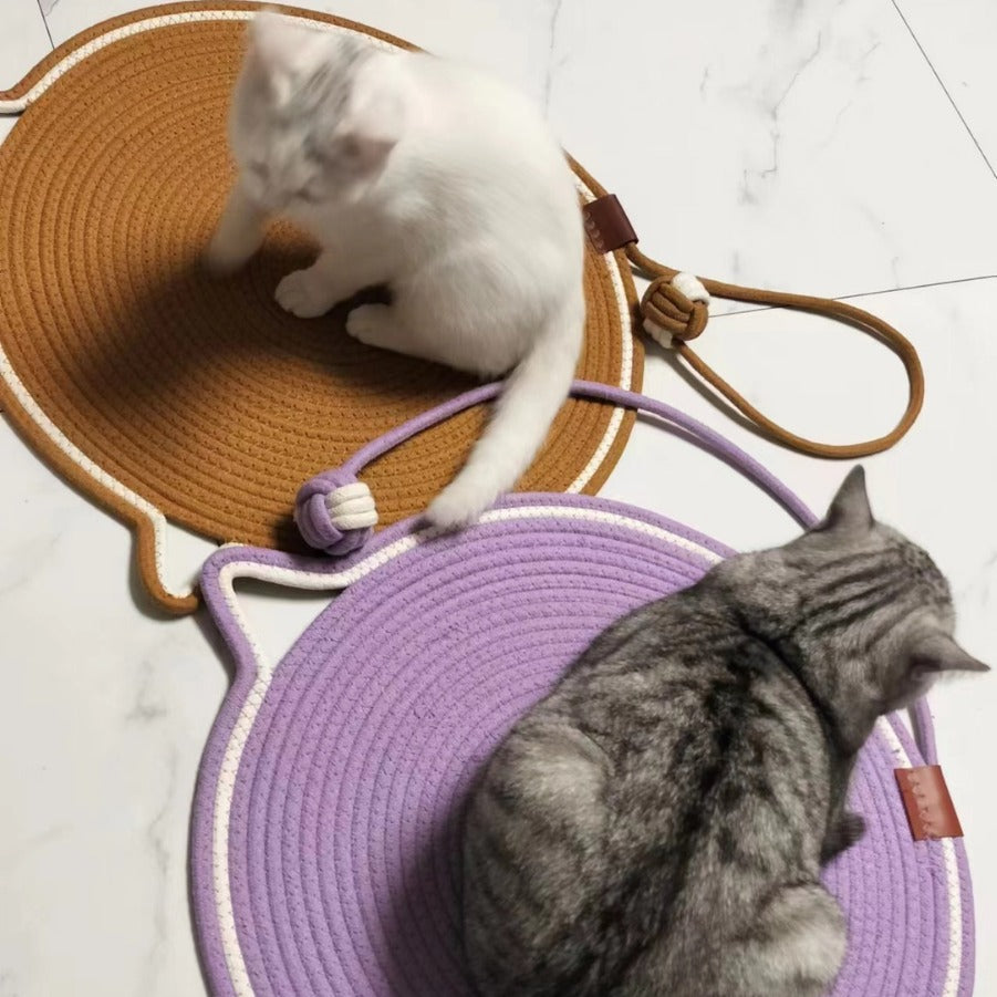 Kratzteppich für Katzen mit integriertem Spielzeug