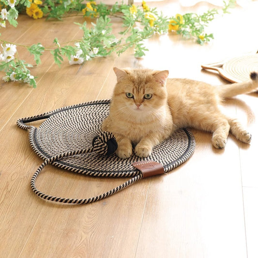 Kratzteppich für Katzen mit integriertem Spielzeug