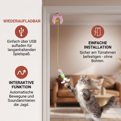 Wiederaufladbares hängendes Tür-Katzenspielzeug mit interaktiver fliegender Feder