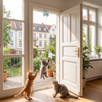 Wiederaufladbares hängendes Tür-Katzenspielzeug mit interaktiver fliegender Feder