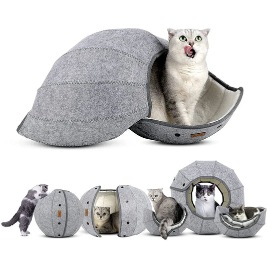 5-in-1 Katzenbett Mit Spielzeugtunnel