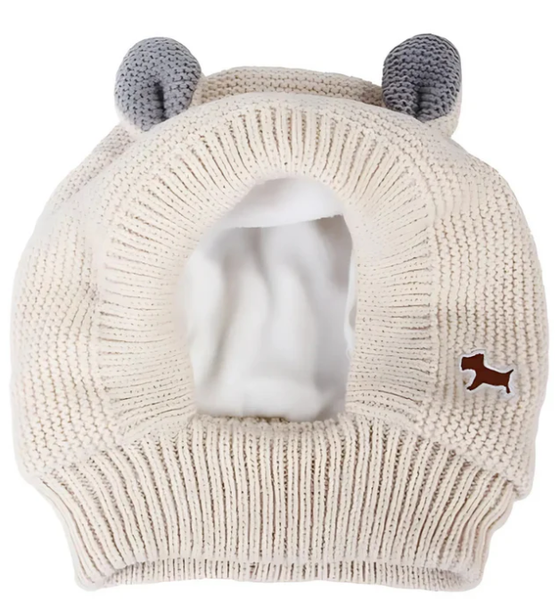 Kuschelige Strickmütze mit Ohren für Hunde