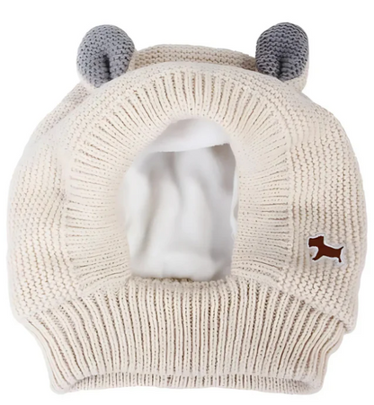Kuschelige Strickmütze mit Ohren für Hunde