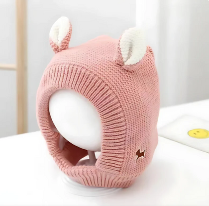 Kuschelige Strickmütze mit Ohren für Hunde