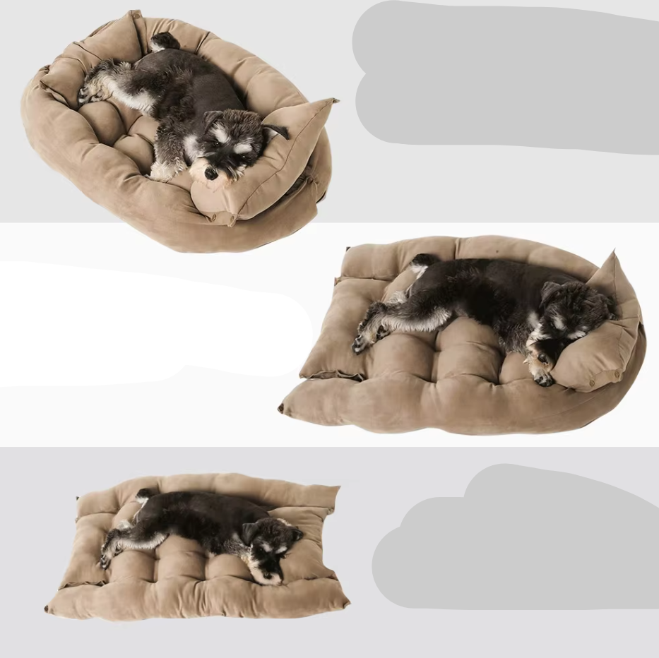 Kuscheliges Hundebett mit Kissen – Weiches  Waschbares Haustierbett für Hunde  Katzen