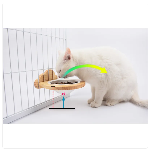 Hängender Futternapf für Katzen – Wandhalterung mit Holzrahmen Im Wolken Design