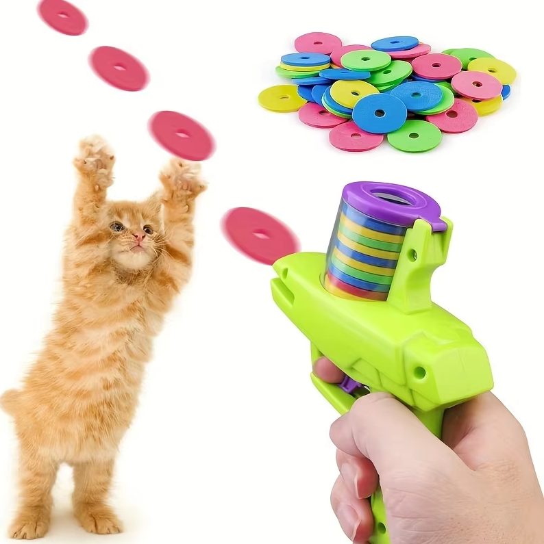 Wurfscheiben-Pistole – Interaktives Katzenspielzeug