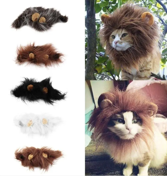 Löwenmähne für Katzen mit Ohren für Verkleidung und Lustige Fotos