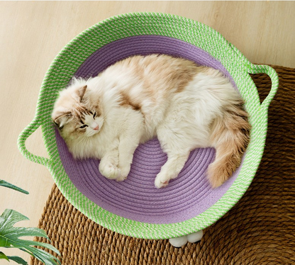 Charmantes Handgewebtes Baumwollseil Katzenbett im Tiermotiv