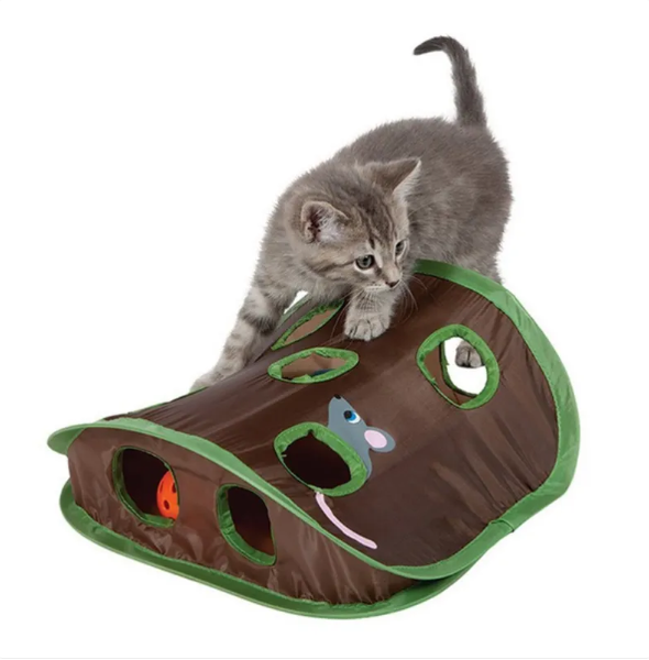 Katzenzelt mit Spielzeug – Interaktive Höhle mit Mäusen und Bällen für Katzen