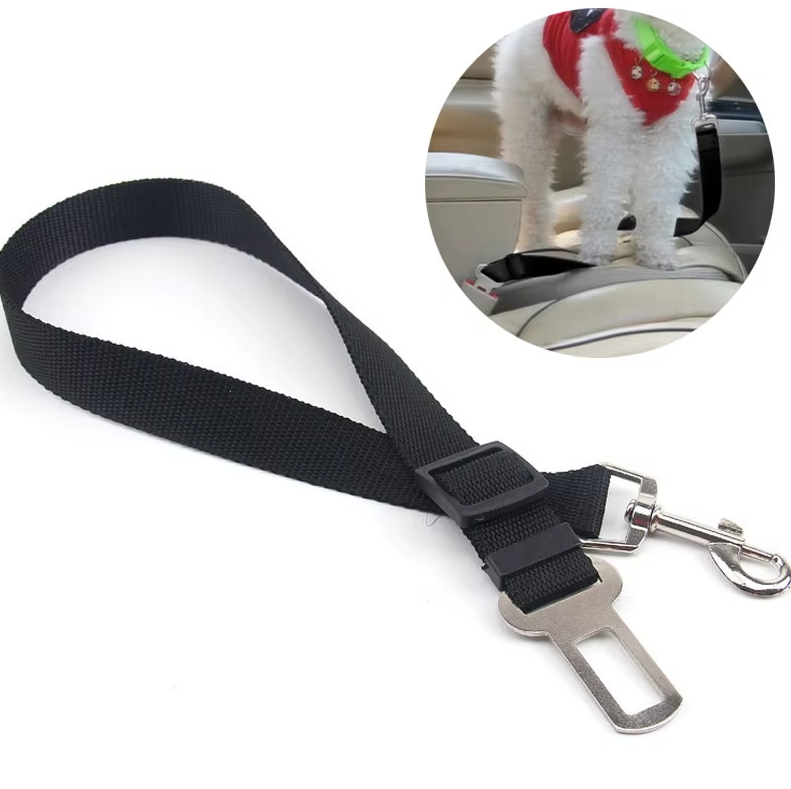 Sicherheitsgurt für Hunde im Auto – Verstellbare Hundeleine mit Karabiner In Schwarz