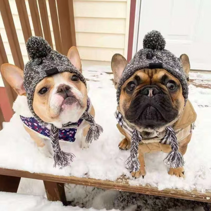 Stylische Hundemütze mit Bommel – Warme Wintermütze für Kleine Hunde