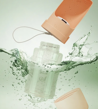Faltbare Wasserflasche Für Haustiere Mit Futterbehälter