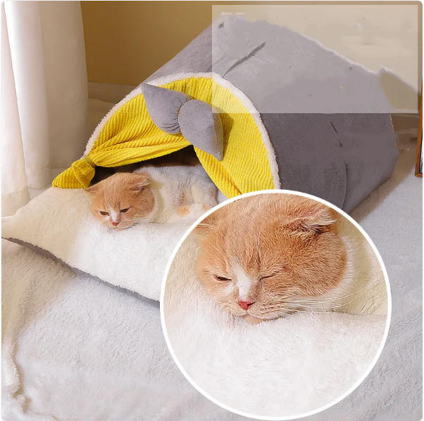 Katzenhaus Im Bogen-Design mit Schleife für Kuschelige Rückzugsorte
