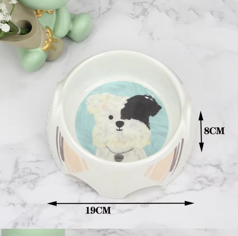 Hundeschüssel Keramik mit Hundebild – Futter- und Wasserschale für Hunde
