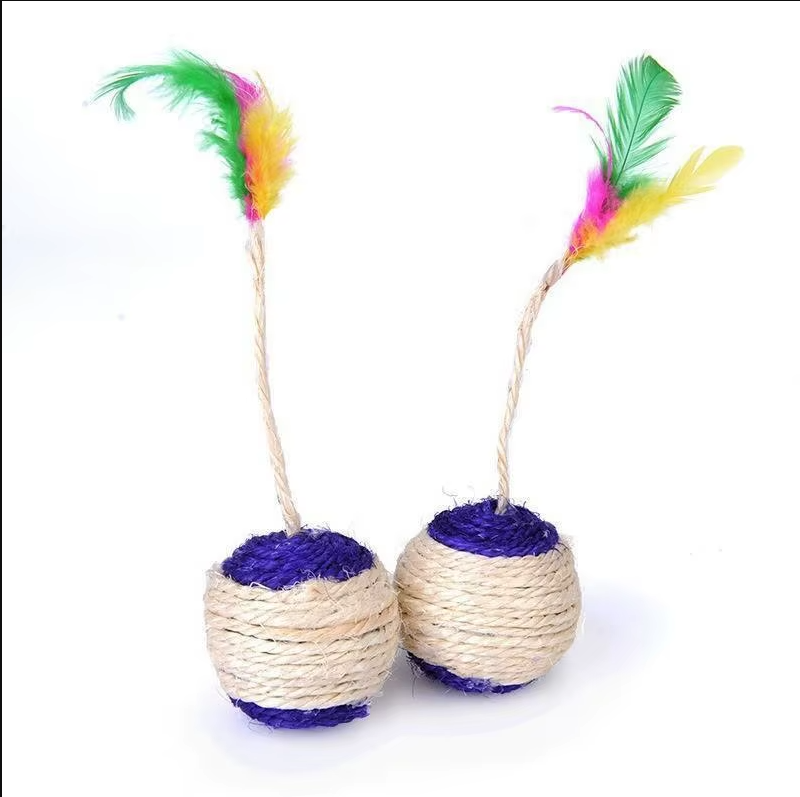 Interaktiver Katzenball mit Feder Und Sisal-Seil