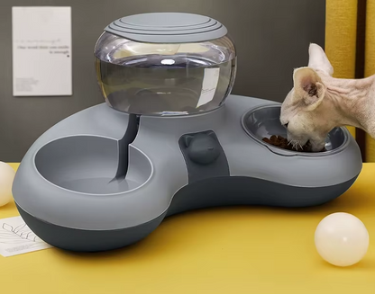 2-in-1 Futternapf für Haustiere mit Automatischem Wasserspender und Rutschfestem Design