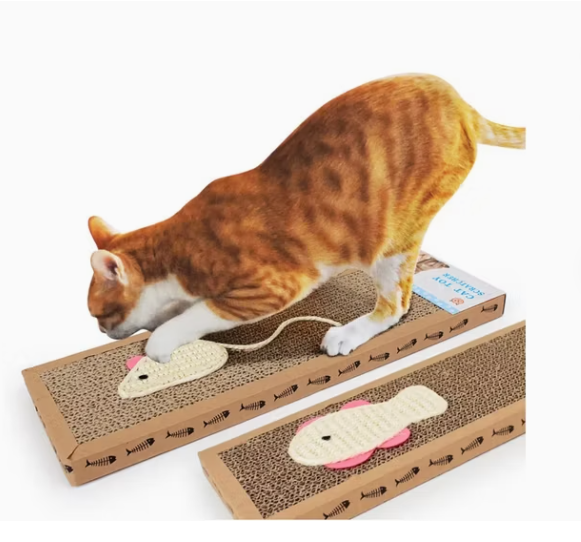 Katzen Kratzmatte mit Fischspielzeug – Umweltfreundlich und Stabil