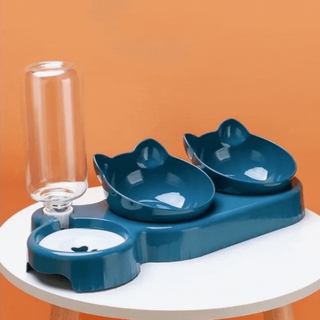 Mehrzweck Katzennapf mit 3 Schalen – Anti-Rutsch Design für Wasser Snacks und Futter